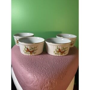 Set Of 4 Shafford Ecstasy Small Ramekin Bowls Butterflies Gold Rim 4" Diameter